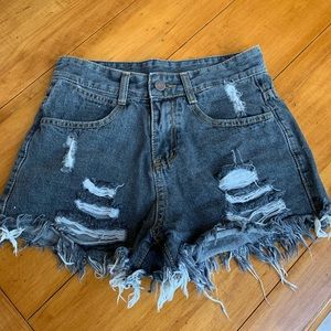 High waisted distressed shorts!